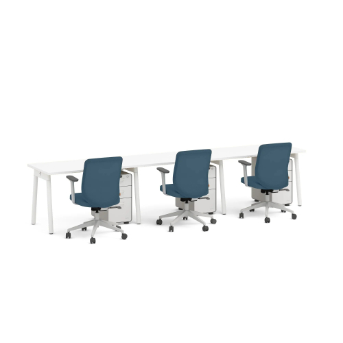 Poppin Series A - Single Desk For 3, 47 inch, Color White on White Legs | Home & Office Use-3
