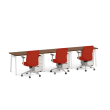 Poppin Series A - Single Desk For 3, 47 inch, Color Walnut on White Legs | Home Office & Remote Work-2