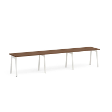 Poppin Series A - Single Desk For 3, 47 inch, Color Walnut on White Legs | Home Office & Remote Work