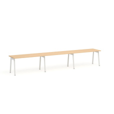 Poppin Series A - Single Desk For 3, 57 inch, Color Natural Oak on White Legs | Computer Workstation Desk