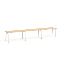Poppin Series A - Single Desk For 3, 57 inch, Color Natural Oak on White Legs | Computer Workstation Desk