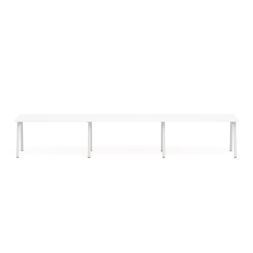 Poppin Series A - Single Desk For 3, 57 inch, Color White on White Legs | Multi-Purpose Workstation-1