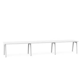 Poppin Series A - Single Desk For 3, 57 inch, Color White on White Legs | Multi-Purpose Workstation