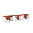 Poppin Series A - Single Desk For 3, 57 inch, Color Walnut on White Legs | Computer Work Desk-2