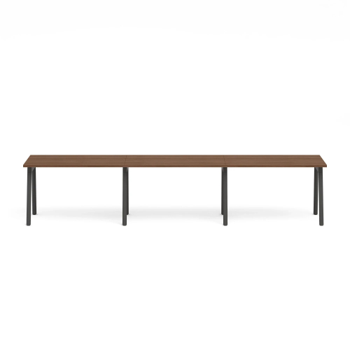 Poppin Series A - Single Desk For 3, 47 inch, Color Walnut on Charcoal Legs | Functional Work Surface-1