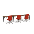 Poppin Series A - Single Desk For 3, 47 inch, Color Walnut on Charcoal Legs | Functional Work Surface-2