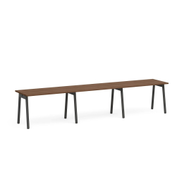 Poppin Series A - Single Desk For 3, 47 inch, Color Walnut on Charcoal Legs | Functional Work Surface