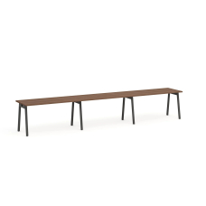 Poppin Series A - Single Desk For 3, 57 inch, Color Walnut on Charcoal Legs | Home Office Setup