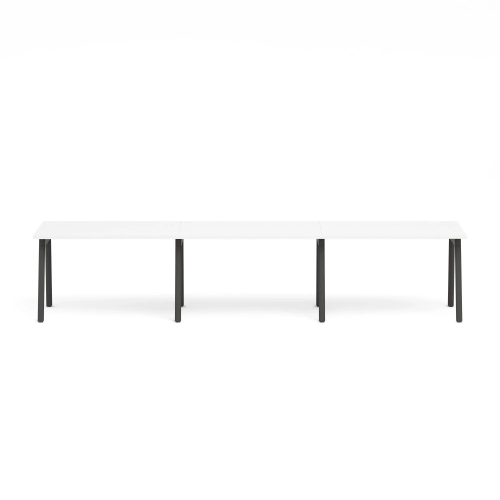 Poppin Series A - Single Desk For 3, 47 inch, Color White on Charcoal Legs | Space-Saving Design-1