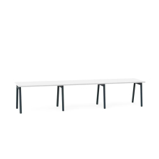 Poppin Series A - Single Desk For 3, 47 inch, Color White on Charcoal Legs | Space-Saving Design