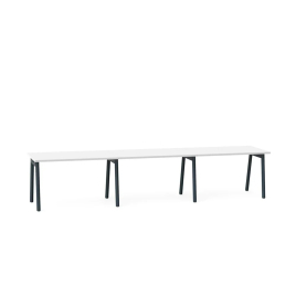 Poppin Series A - Single Desk For 3, 47 inch, Color White on Charcoal Legs | Space-Saving Design