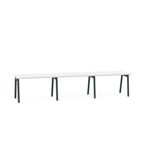 Poppin Series A - Single Desk For 3, 47 inch, Color White on Charcoal Legs | Space-Saving Design