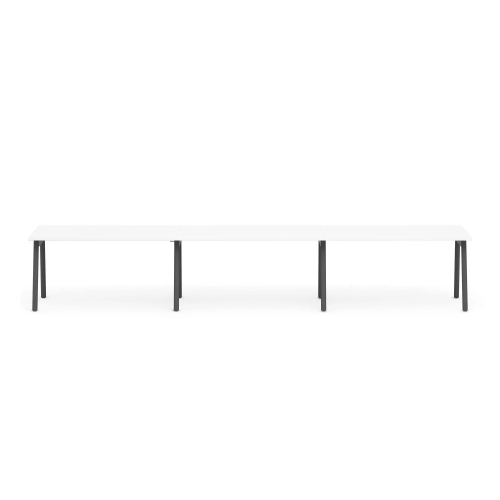 Poppin Series A - Single Desk For 3, 57 inch, Color White on Charcoal Legs | Office & Study Rooms-1