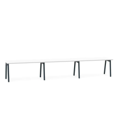 Poppin Series A - Single Desk For 3, 57 inch, Color White on Charcoal Legs | Office & Study Rooms