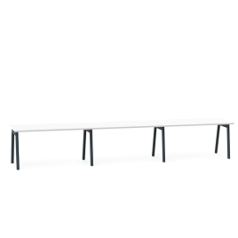 Poppin Series A - Single Desk For 3, 57 inch, Color White on Charcoal Legs | Office & Study Rooms