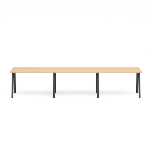 Poppin Series A - Single Desk For 3, 47 inch, Color Natural Oak on Charcoal Legs | Work & Study-1