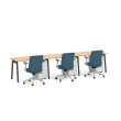 Poppin Series A - Single Desk For 3, 47 inch, Color Natural Oak on Charcoal Legs | Work & Study-2