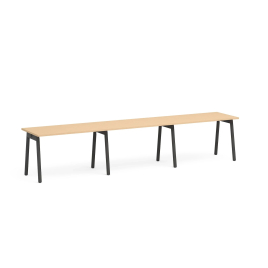 Poppin Series A - Single Desk For 3, 47 inch, Color Natural Oak on Charcoal Legs | Work & Study