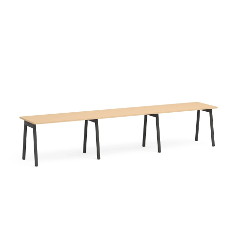 Poppin Series A - Single Desk For 3, 47 inch, Color Natural Oak on Charcoal Legs | Work & Study