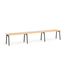Poppin Series A - Single Desk For 3, 57 inch, Color Natural Oak on Charcoal Legs | Home Office & Small Spaces