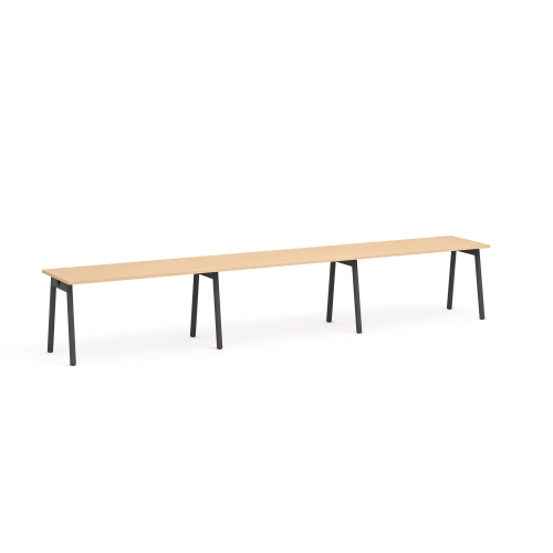 Poppin Series A - Single Desk For 3, 57 inch, Color Natural Oak on Charcoal Legs | Home Office & Small Spaces