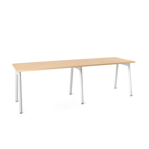 Poppin Series A - Single Desk Add On, 47 inch, Color Natural Oak on White Legs | Home Office & Small Spaces-1
