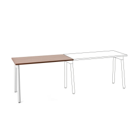 Poppin Series A - Single Desk Add On, 47 inch, Color Walnut on White Legs | Home Office & Remote Work