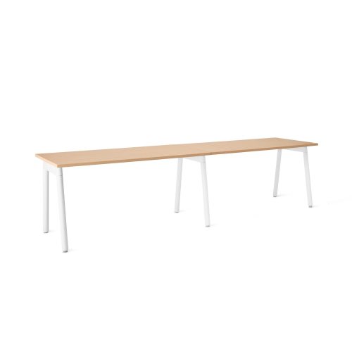 Poppin Series A - Single Desk Add On, 57 inch, Color Natural Oak on White Legs | Computer Workstation Desk-1