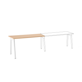 Poppin Series A - Single Desk Add On, 57 inch, Color Natural Oak on White Legs | Computer Workstation Desk