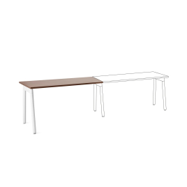 Poppin Series A - Single Desk Add On, 57 inch, Color Walnut on White Legs | Computer Work Desk