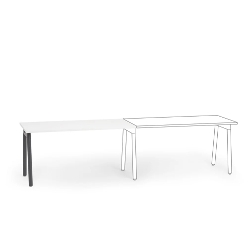 Poppin Series A - Single Desk Add On, 57 inch, Color White on Charcoal Legs | Office & Study Rooms