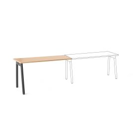 Poppin Series A - Single Desk Add On, 57 inch, Color Natural Oak on Charcoal Legs | Home Office & Small Spaces