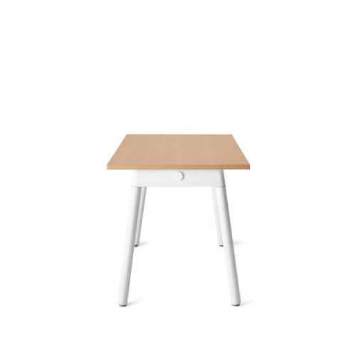 Poppin Series A - Single Desk, 47 inch, Color Natural Oak on White Legs | Home Office & Small Spaces-1