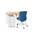 Poppin Series A - Single Desk, 47 inch, Color Natural Oak on White Legs | Home Office & Small Spaces-2