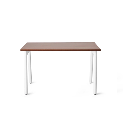 Poppin Series A - Single Desk, 47 inch, Color Walnut on White Legs | Home Office & Remote Work-1