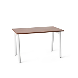 Poppin Series A - Single Desk, 47 inch, Color Walnut on White Legs | Home Office & Remote Work