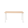 Poppin Series A - Single Desk, 57 inch, Color Natural Oak on White Legs | Computer Workstation Desk-1