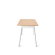 Poppin Series A - Single Desk, 57 inch, Color Natural Oak on White Legs | Computer Workstation Desk-2