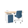 Poppin Series A - Single Desk, 57 inch, Color Natural Oak on White Legs | Computer Workstation Desk-3
