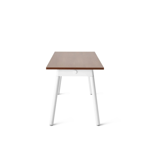 Poppin Series A - Single Desk, 57 inch, Color Walnut on White Legs | Computer Work Desk-1