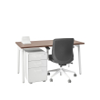 Poppin Series A - Single Desk, 57 inch, Color Walnut on White Legs | Computer Work Desk-2