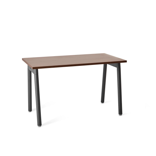 Poppin Series A - Single Desk, 47 inch, Color Walnut on Charcoal Legs | Functional Work Surface