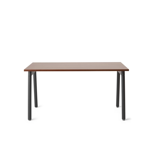 Poppin Series A - Single Desk, 57 inch, Color Walnut on Charcoal Legs | Home Office Setup-1
