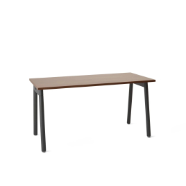 Poppin Series A - Single Desk, 57 inch, Color Walnut on Charcoal Legs | Home Office Setup