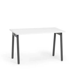 Poppin Series A - Single Desk, 47 inch, Color White on Charcoal Legs | Space-Saving Design