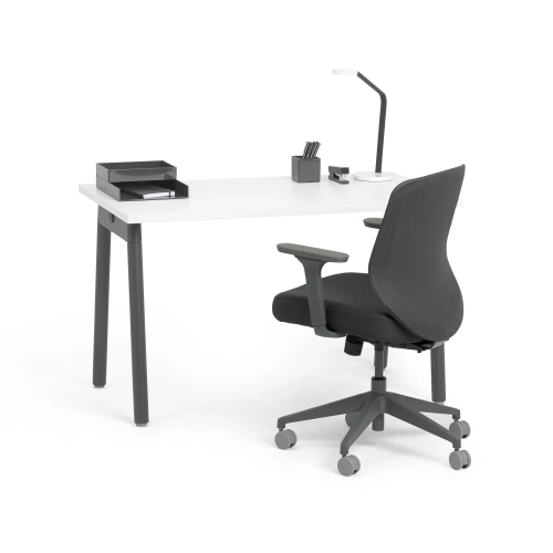 Poppin Series A - Single Desk, 57 inch, Color White on Charcoal Legs | Office & Study Rooms-3