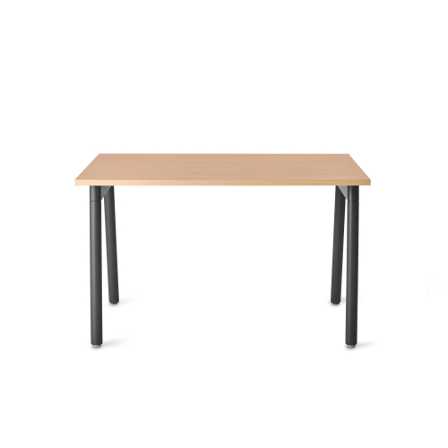 Poppin Series A - Single Desk, 47 inch, Color Natural Oak on Charcoal Legs | Work & Study-1