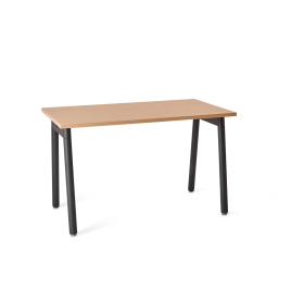 Poppin Series A - Single Desk, 47 inch, Color Natural Oak on Charcoal Legs | Work & Study
