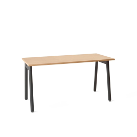 Poppin Series A - Single Desk, 57 inch, Color Natural Oak on Charcoal Legs | Home Office & Small Spaces
