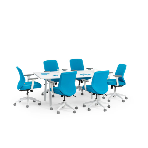 Poppin Series A - Conference Table 72 inch x 36 inch, Color White, White Frameand Legs | Management Offices-1